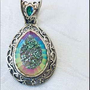 Sajen 925 Silver Titanium Druzy Quartz Pendant